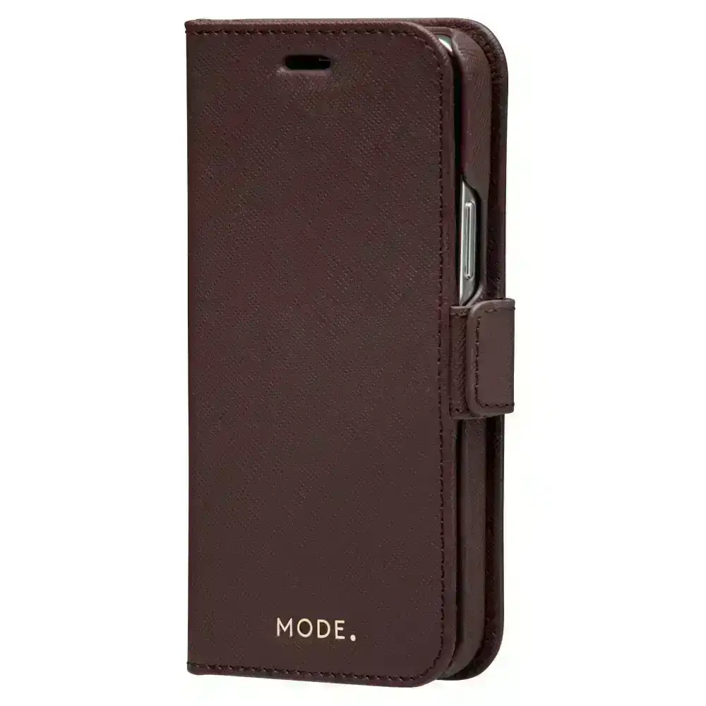 Dbramante New York Leather Wallet Flip Case for iPhone 12/12 Pro Dark Chocolate