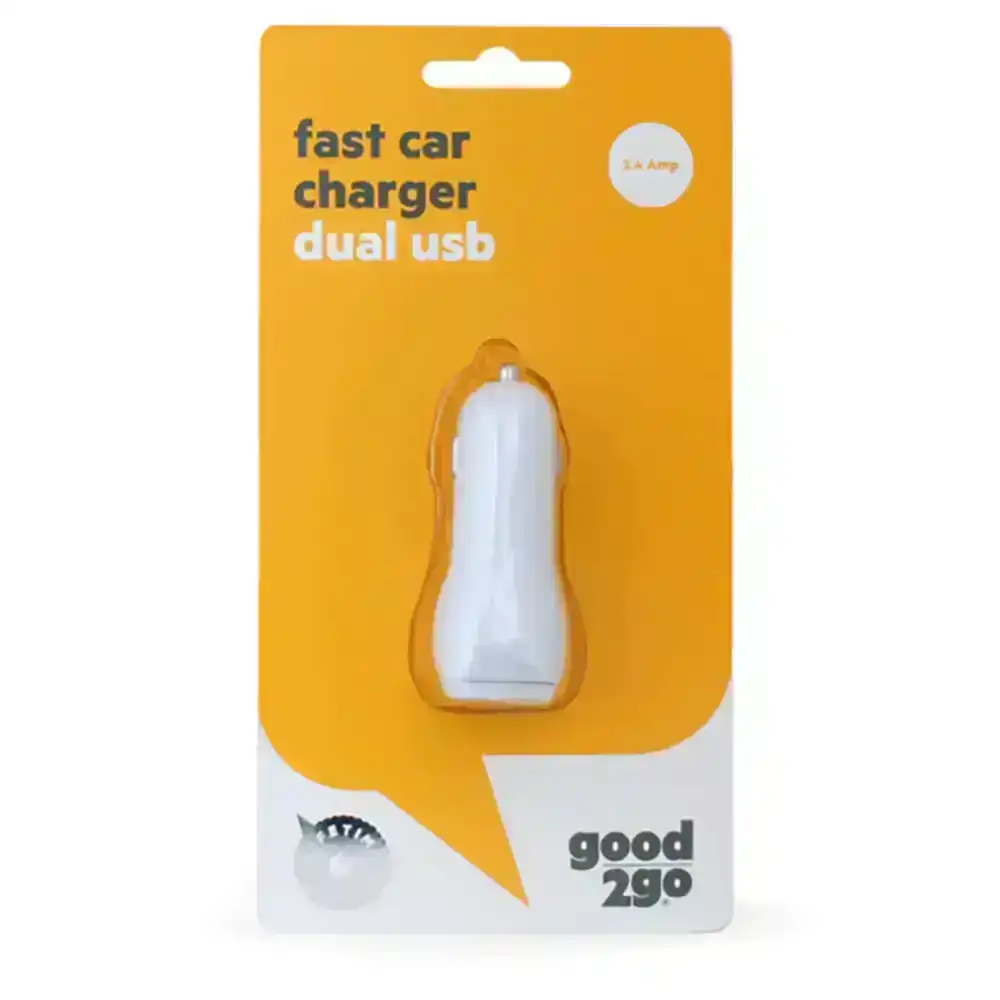 Good 2 Go 3.4A V1 Universal Dual USB Ports Car Charger for Samsung/iPhone White