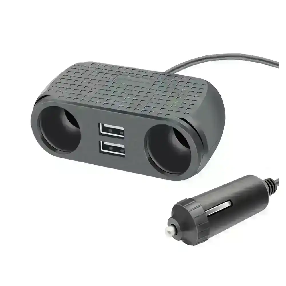 Sansai Phone/GPS/Tablets Car Charger 2xUSB 2xDC Socket Cigarette Lighter Adapter