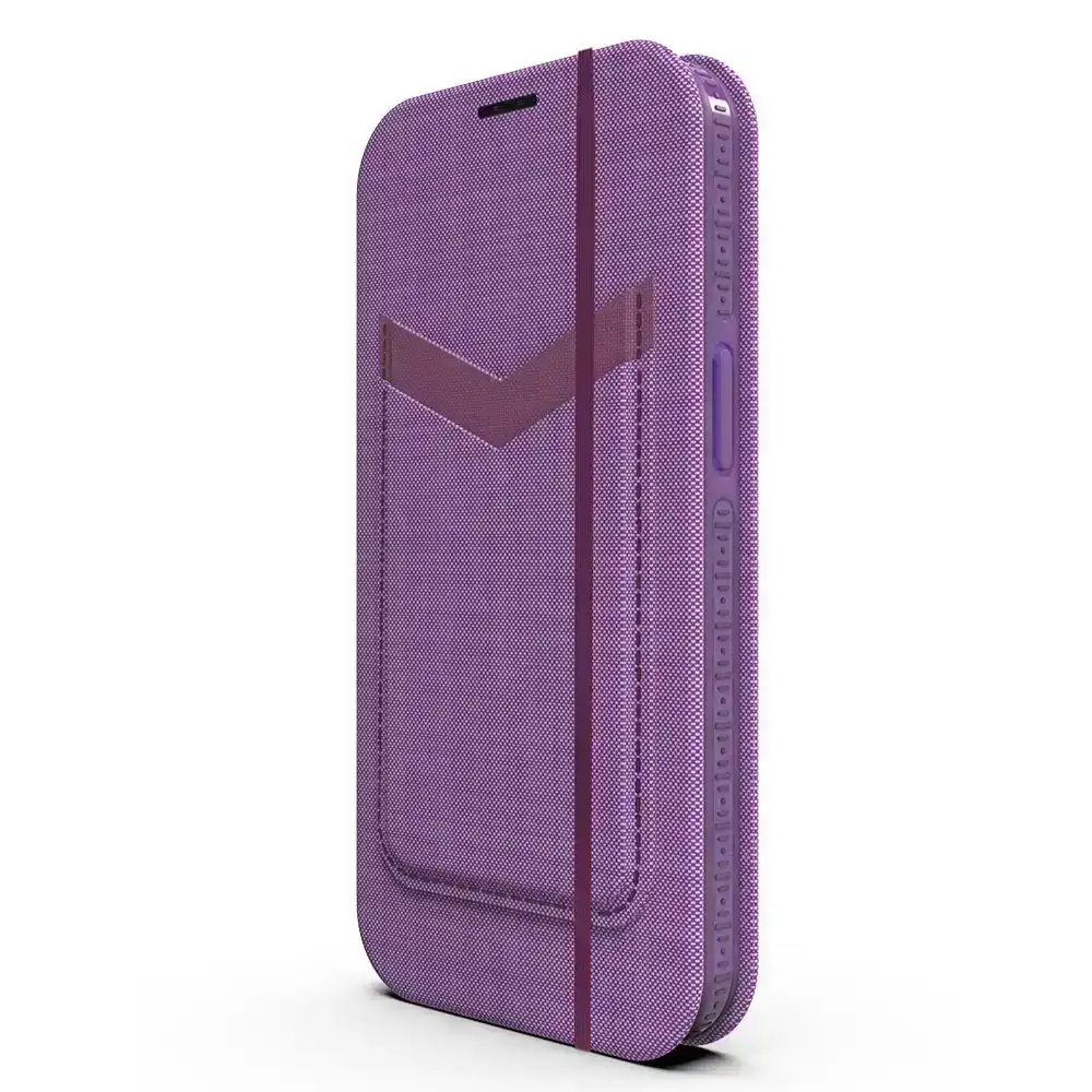 EFM Miami D3O Leather Wallet Case Armour Cover for Apple iPhone 13 Violet Hue