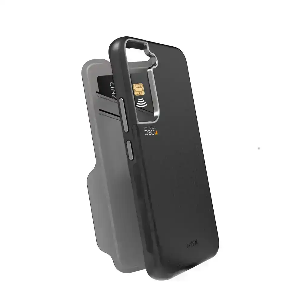 EFM Monaco Leather Wallet Case Armour w/ D3O 5G For Samsung Galaxy S22+ Black