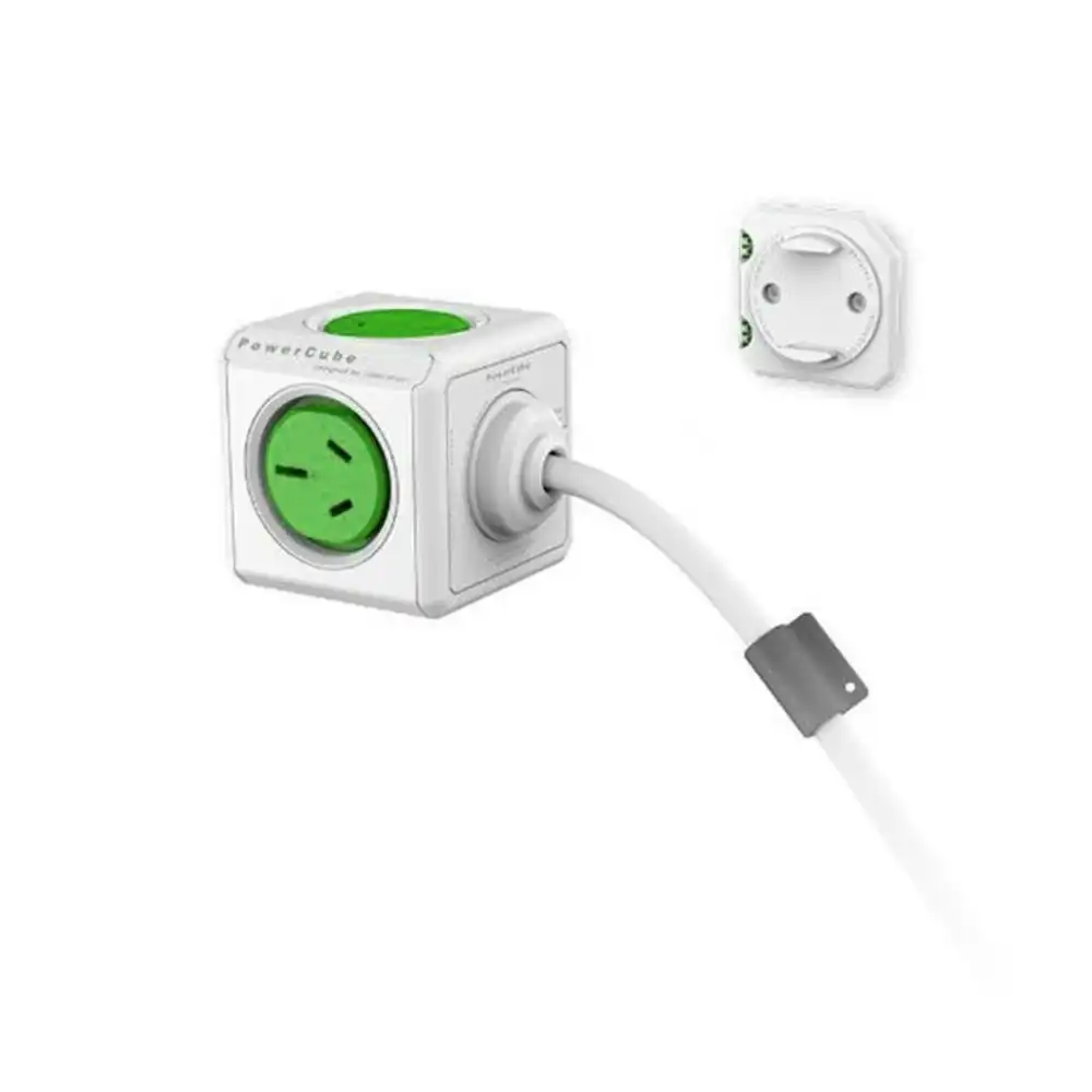 Green PowerCube 4 Socket Mountable Power Board w/ 1.5m Cord/2 USB Ports 240v