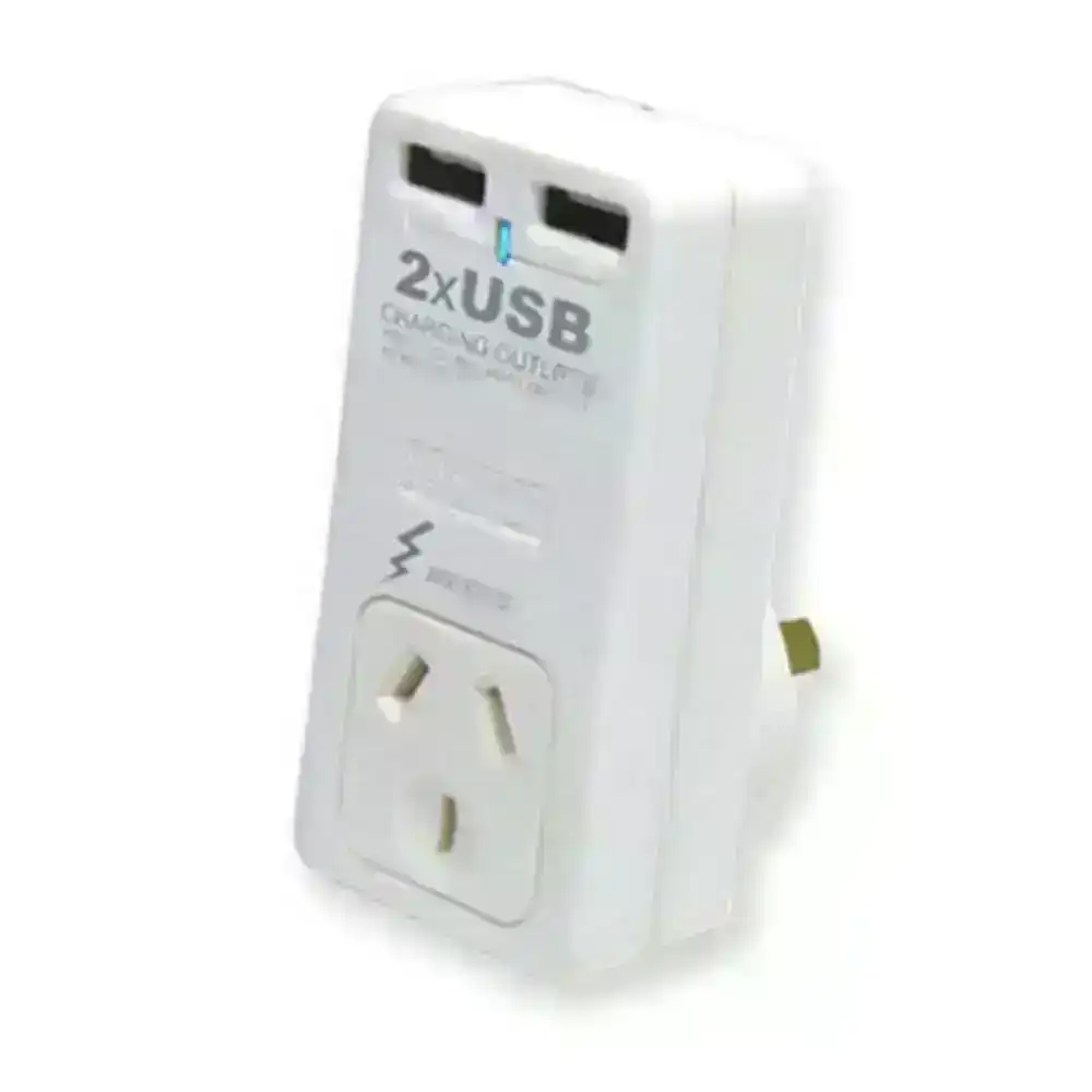 Sansai Dual USB Mains Charger w/ Surge Protected Socket 2.1AMP Power Supply