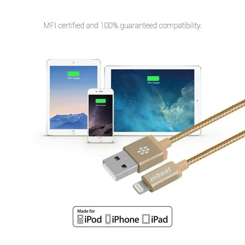 mBeat ToughLink Metal Charging Lightning MFI-Certified Cable 1.2m for iPhone GD