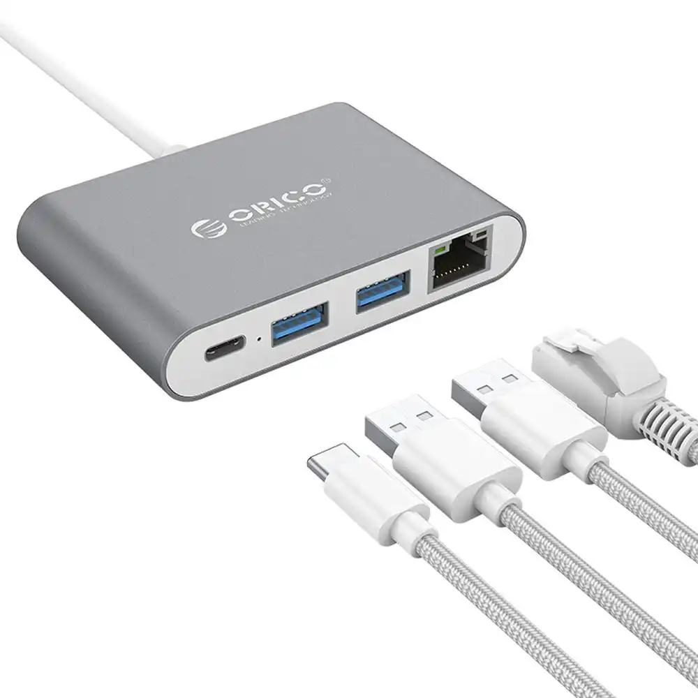 Orico USB Type-C Hub Adapter/Splitter to USB A C/Ethernet RJ45 Lan for PC/MAC