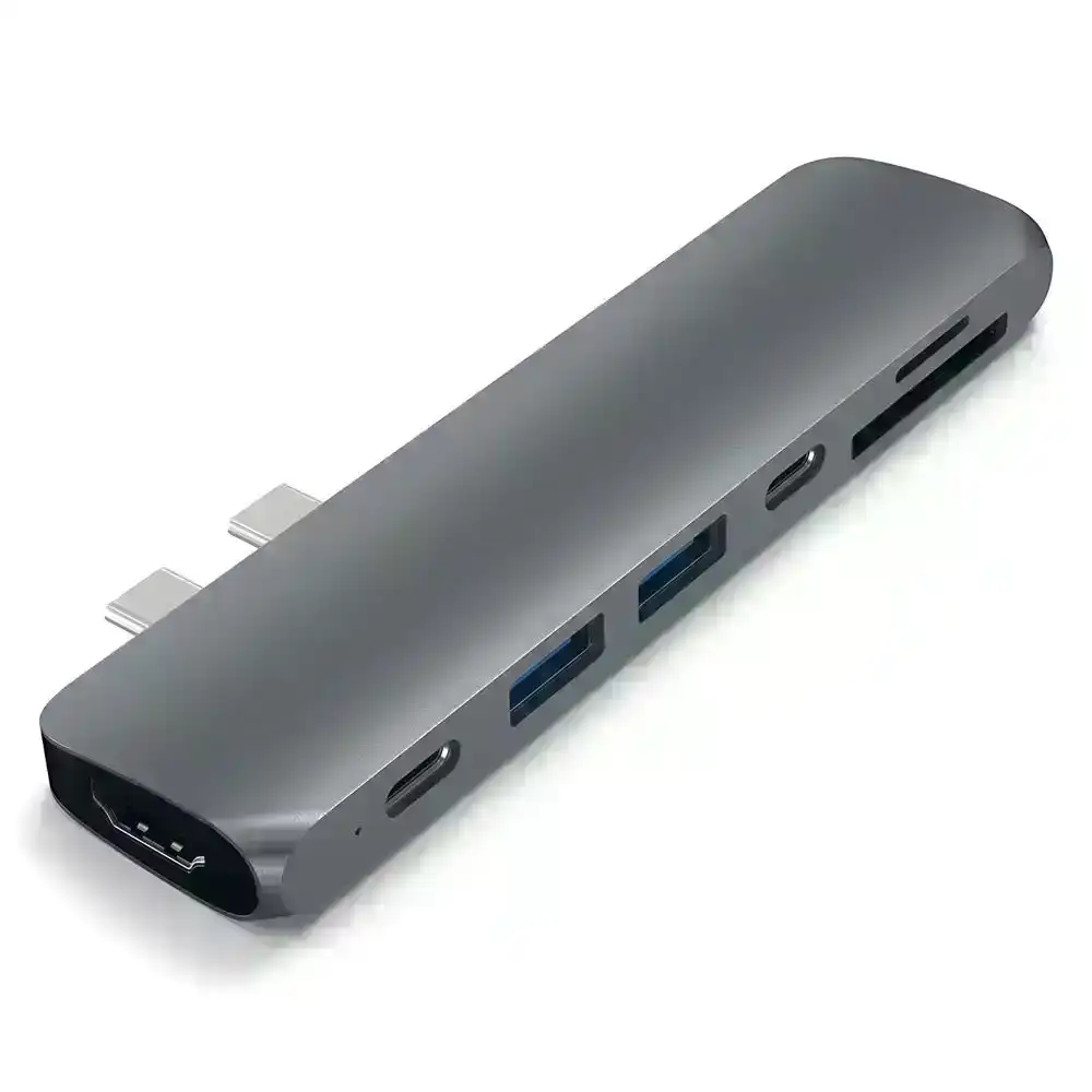 Satechi USB-C Male Type Pro Hub/Ports w/ Thunderbolt 3/4K HDMI Slots Space Grey