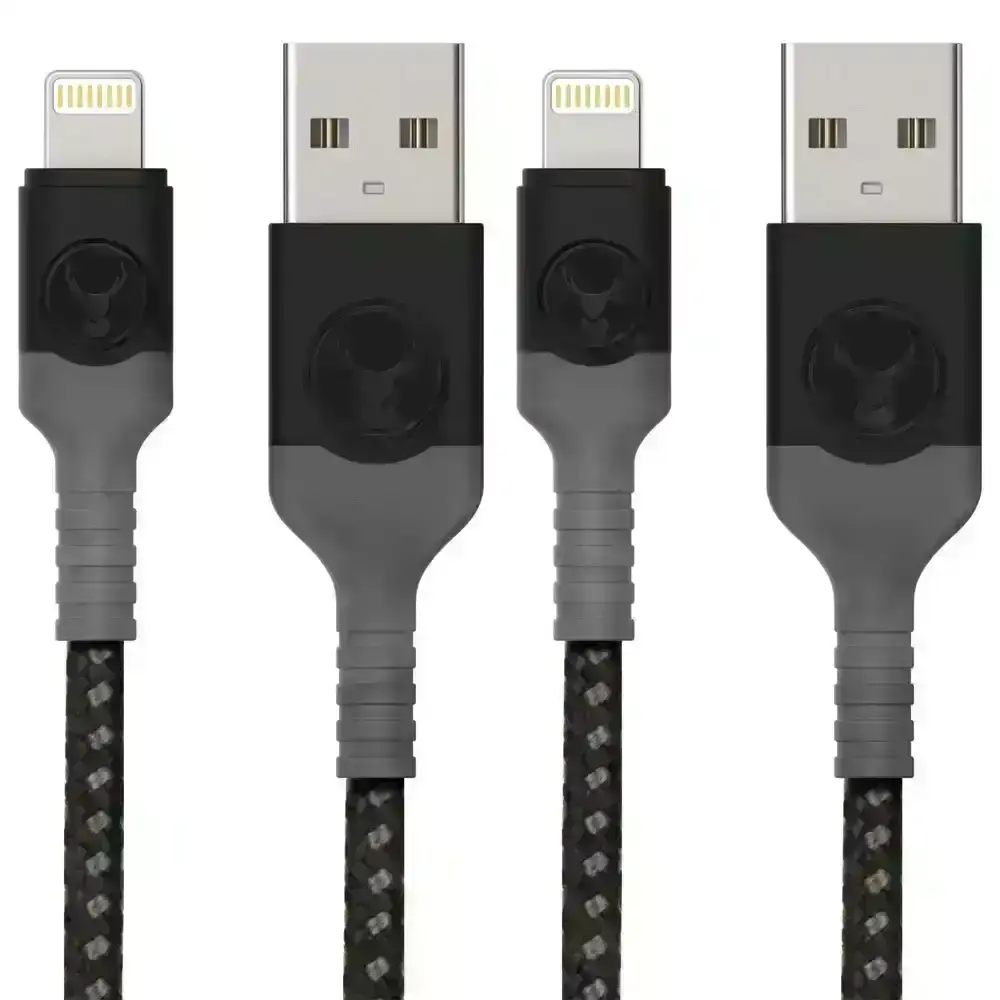 2PK Bonelk 1m USB to Lightning Longlife Data Cable f/ Apple iPhone/iPad/iPod BLK