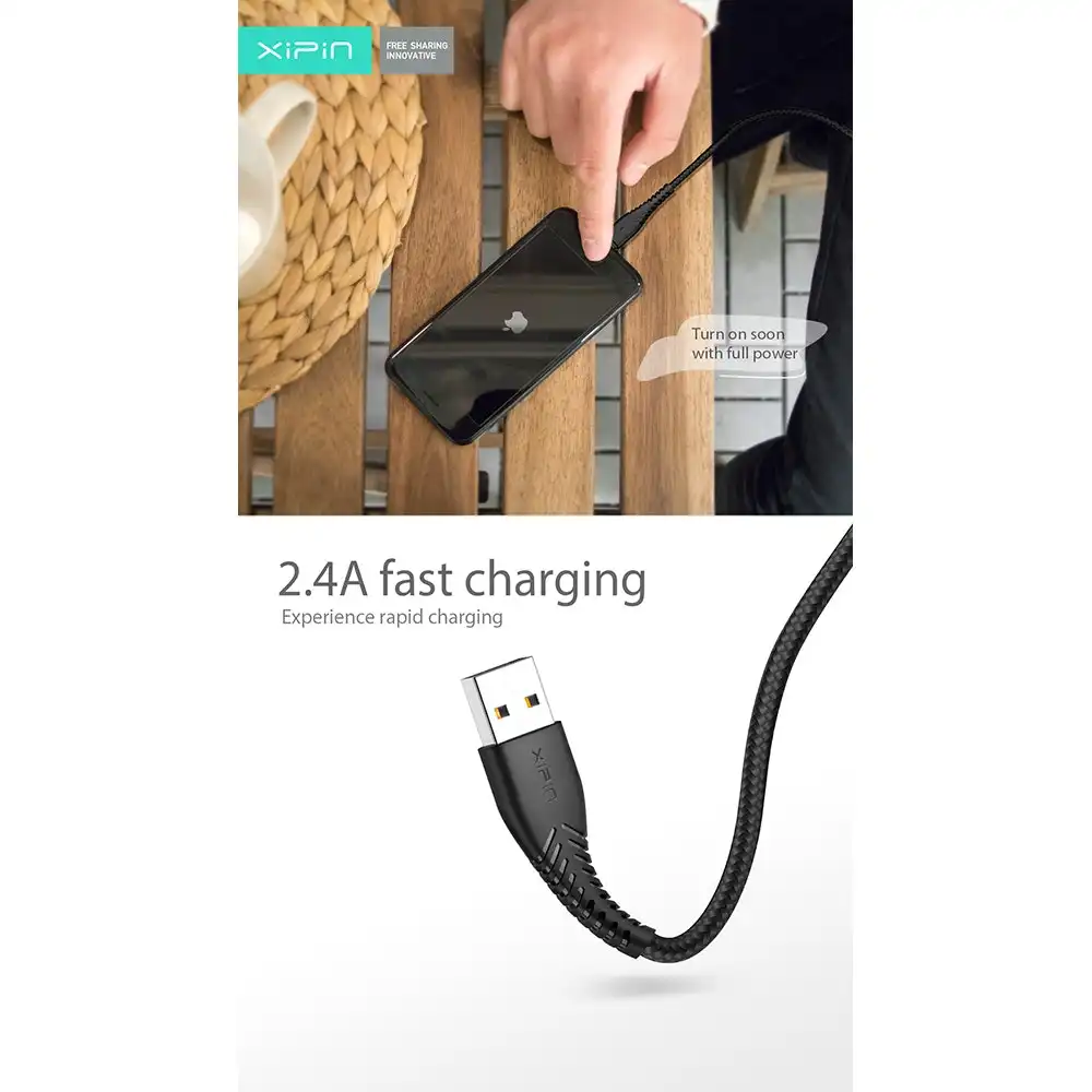 Xipin Fast Charge 1.2m USB-A to Micro USB Nylon Braided Charging Cable for Phone