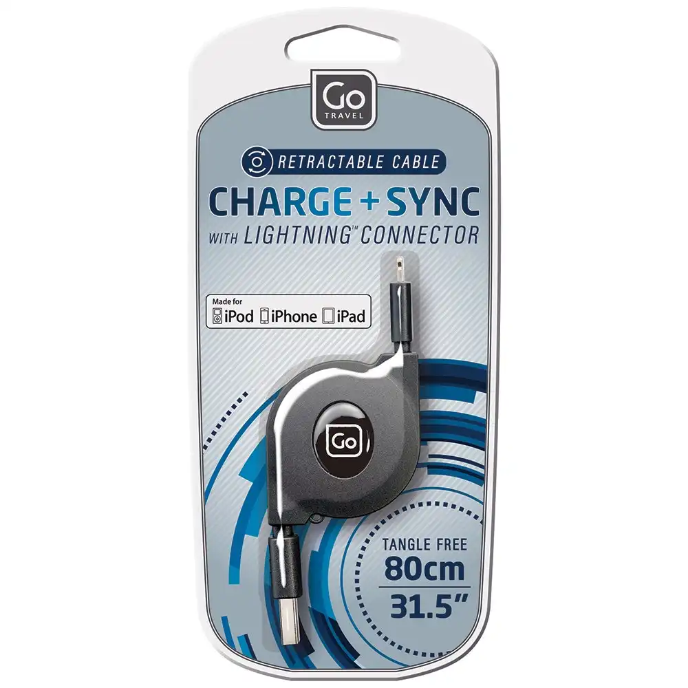 Go Travel Retractable Charge Sync 80cm MFI-Certified Lightning Cable for iPhone