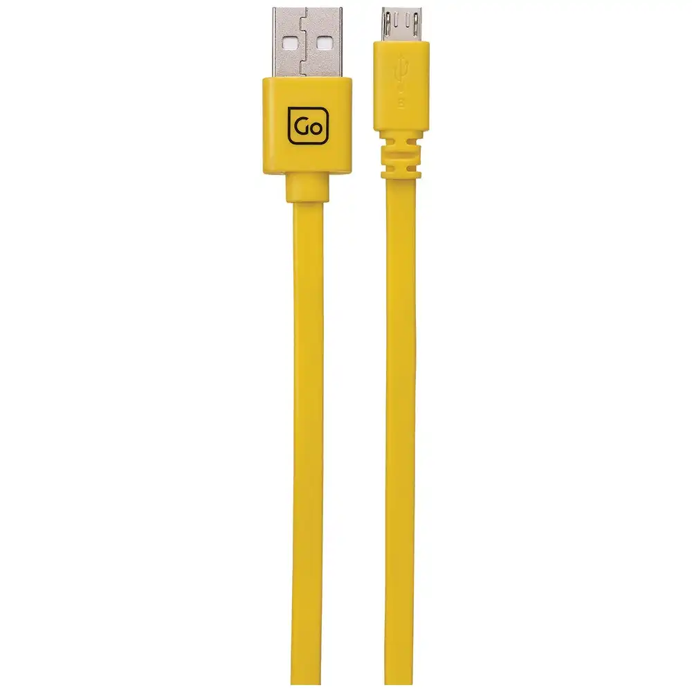 2x Go Travel High Speed  Charge + Sync 2m Micro USB Flat Cable for Phones Yellow