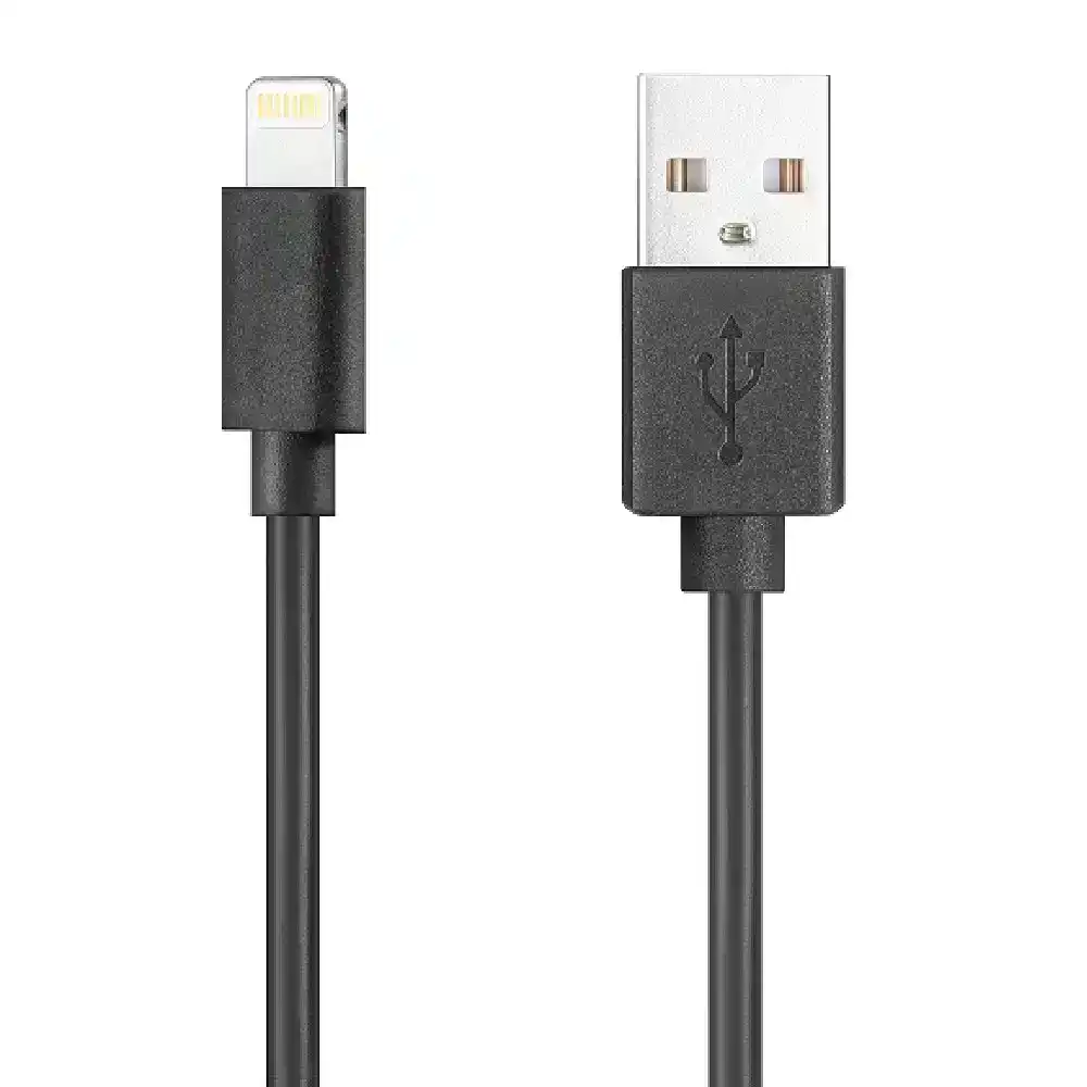 Cleanskin USB-A to Lightning Cable 1m Length Phone Charging Cable Black