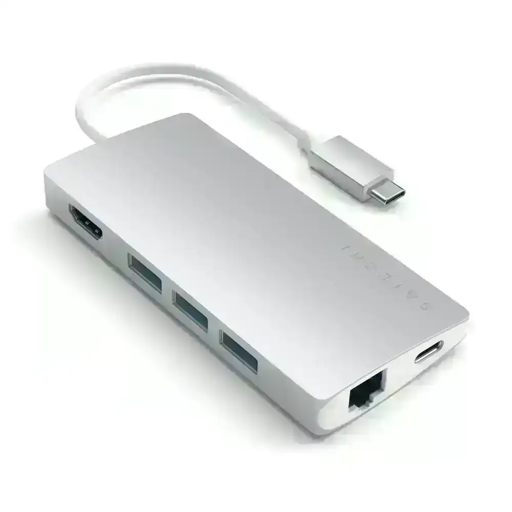 Satechi USB-C Multi-Port Adapter w/HDMI/Ethernet/USB-C/USB-A/SD/Micro-SD Silver