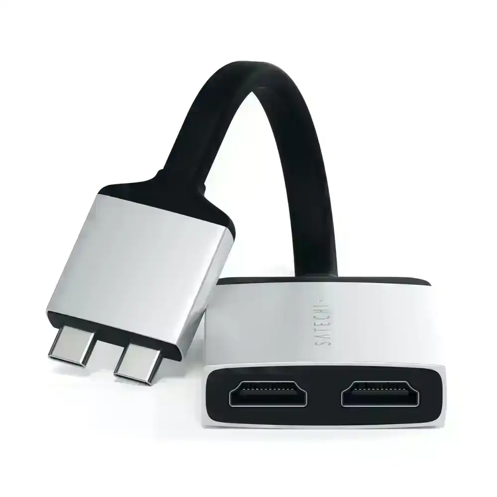 Satechi USB-C to Dual 4K HDMI Adaptor Plug N Play Convertor for MacBook Silver