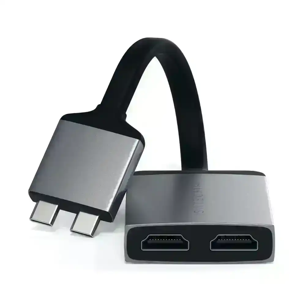 Satechi USB-C to Dual 4K HDMI Adaptor Plug N Play Convertor for MacBook Grey