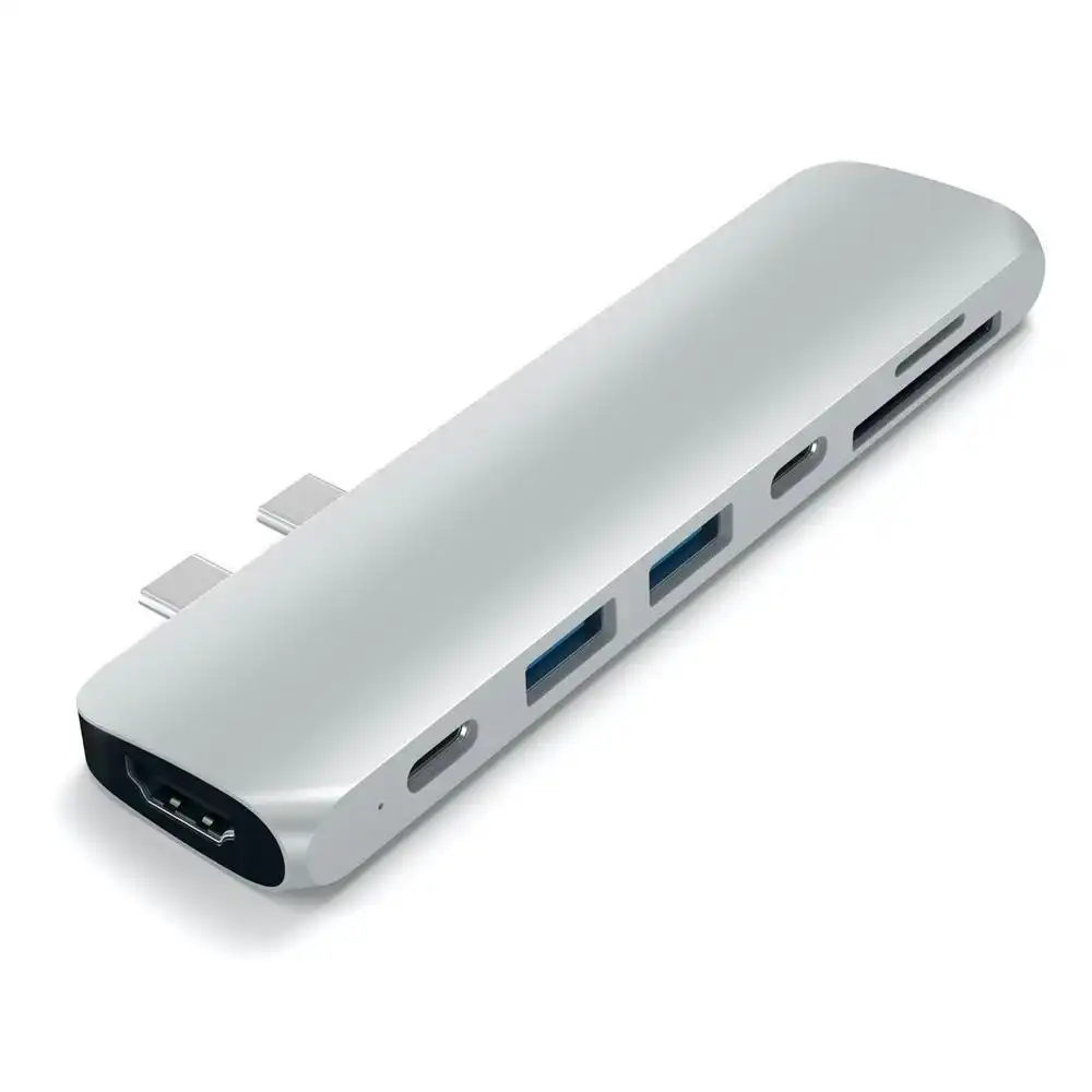 Satechi USB-C Pro Hub w/4K HDMI/Thunderbolt 3/USB-A/USB-C/SD/Micro SD Silver