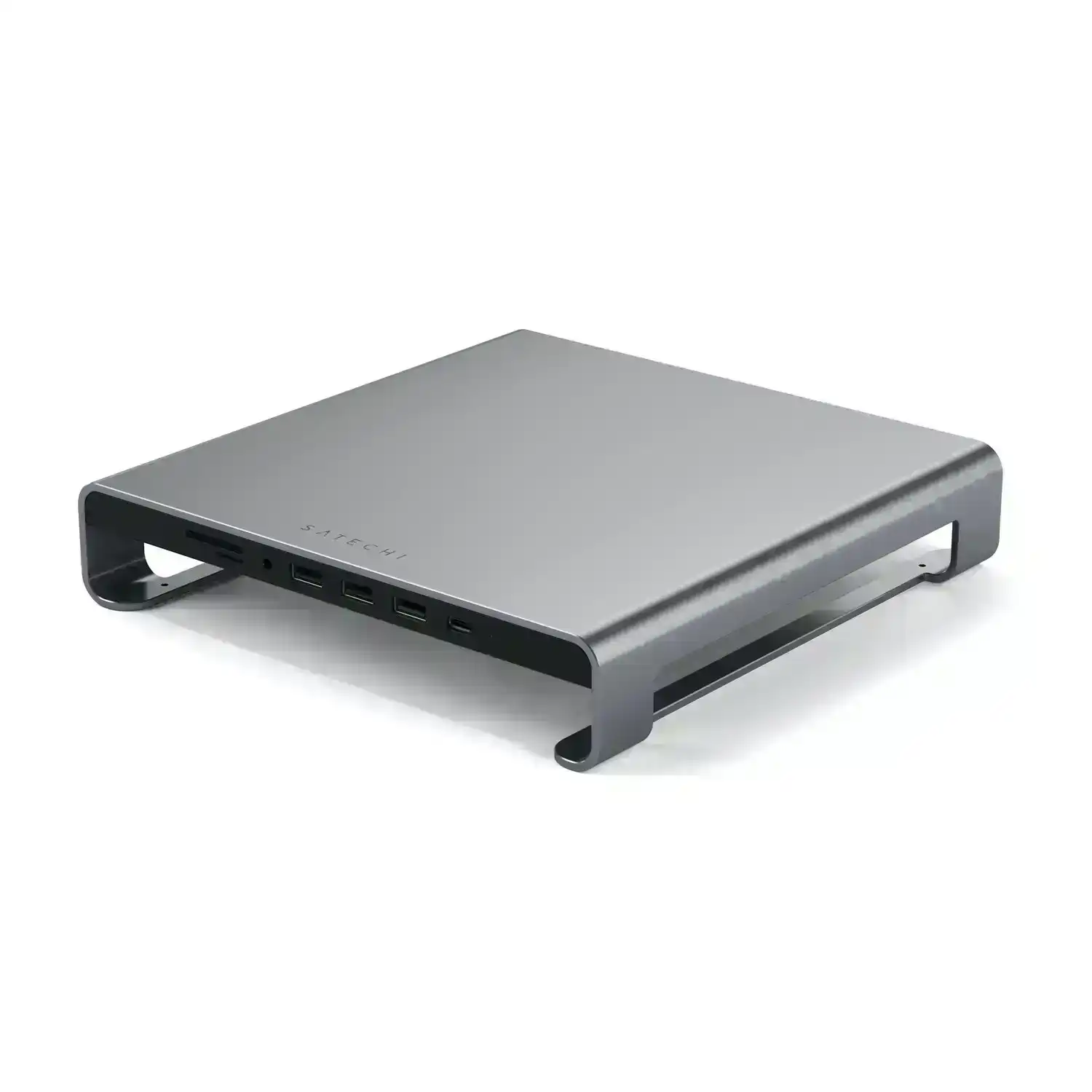 Satechi USB-C Hub/Monitor Stand w/USB/USB-C/SD/Micro-SD/Audio Jack for iMac Grey