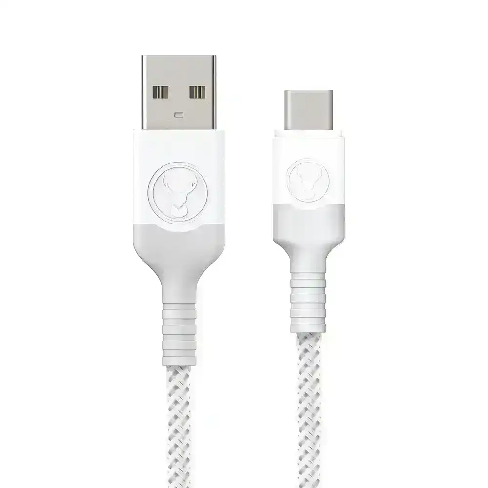 Bonelk USB-A to USB-C 2M Charge/Sync Braided Cable For Phones/Hubs/PC White