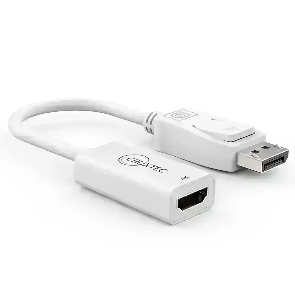 Cruxtec Displayport Male To HDMI Female 4K Adapter Display Cable Converter White