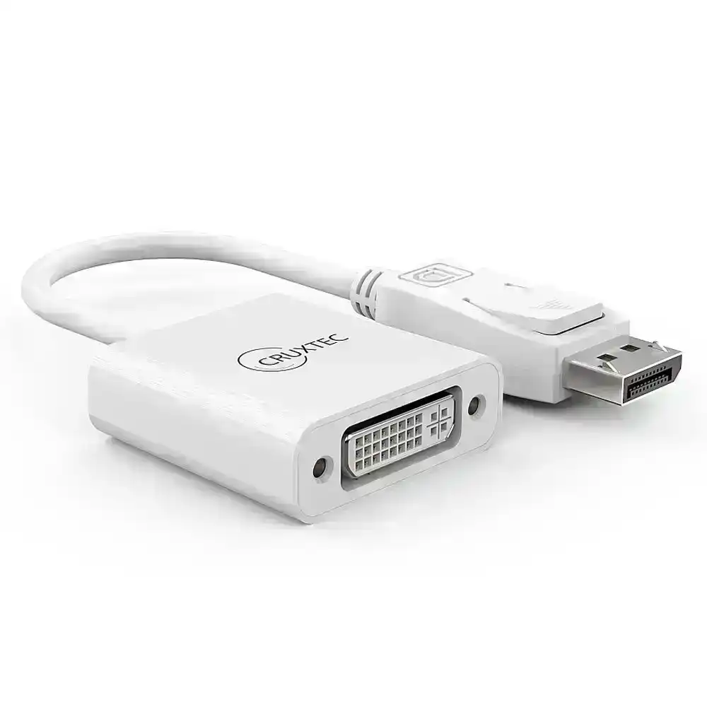 Cruxtec DisplayPort Male To DVI Female 4K Display Adapter Cable Converter White