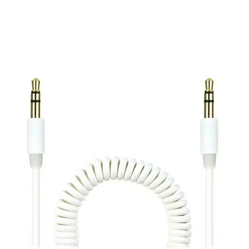 3x Crest 1.5m Coiled 3.5mm to 3.5mm AUX Male Audio Cable for Speakers/Car White