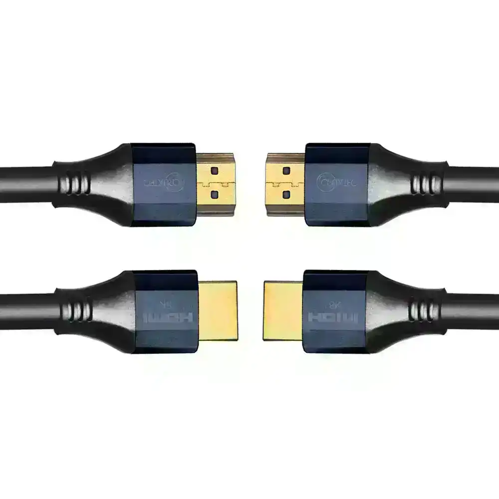 2x Cruxtec 3m Type A HDMI 2.1 8K w/ Ethernet Male to Male Cable Connector Black