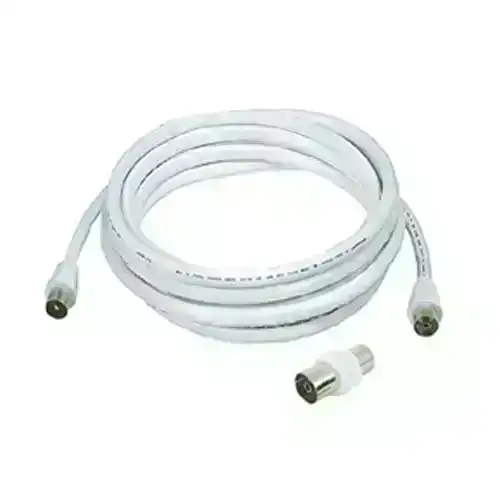 Sansai 7.5m M to Male Antenna Flylead TV Coaxial Cable w/ Female Adaptor White