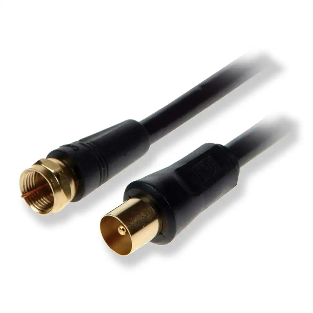 Sansai 3m Male RF to F-Plug TV Antenna Coaxial Flylead Cable Connector Cord BLK