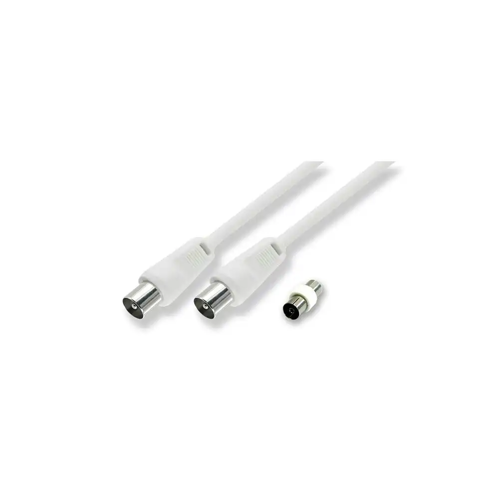 Sansai 1.5m M to Male Antenna Flylead TV Coaxial Cable w/ Female Adaptor White