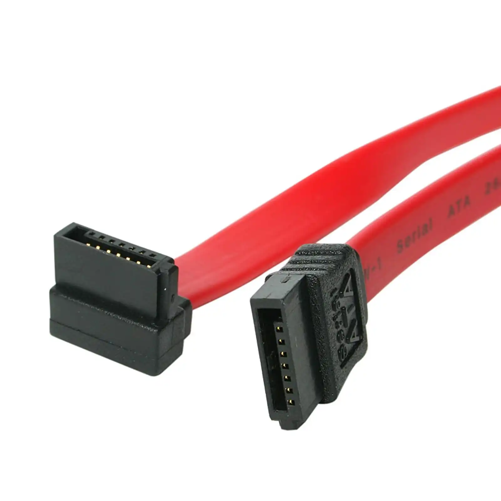 Star Tech 18in SATA 6Gbps to Right Angle SATA Serial ATA Cable Red For HDD/SDD