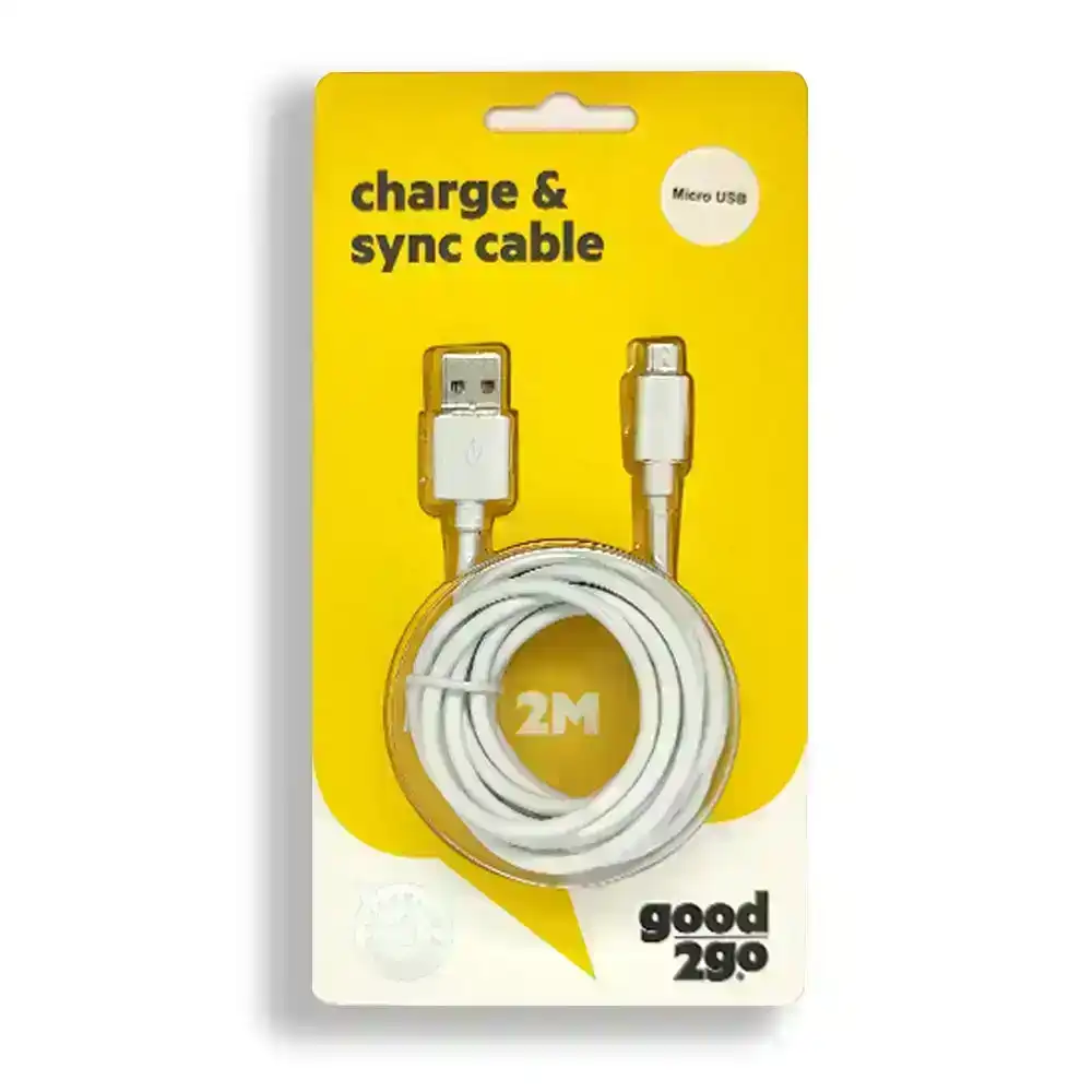 Good 2 Go 2m Charge/Sync Micro USB Charging Cable/Cord for Samsung/Android Phone