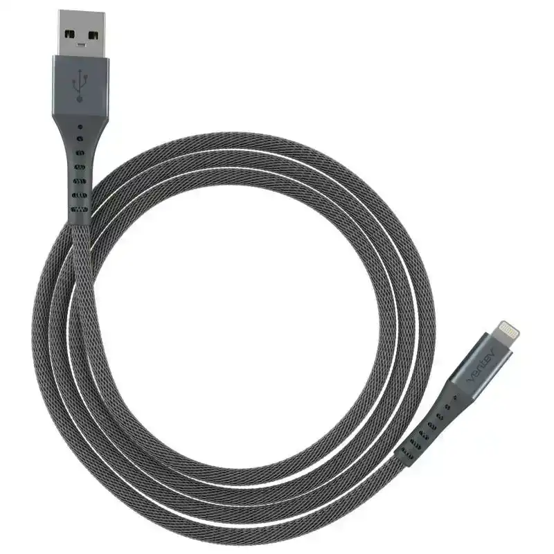 Ventev 10ft Braided USBA/Lightning Car/Wall Charging/Sync Cable for iPhones Gray