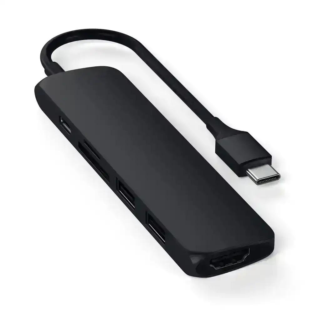 Satechi Version 2 Slim USB-C Multi-Port 4K/HDMI/USB-A Adapter Hub f/ MacBook BLK