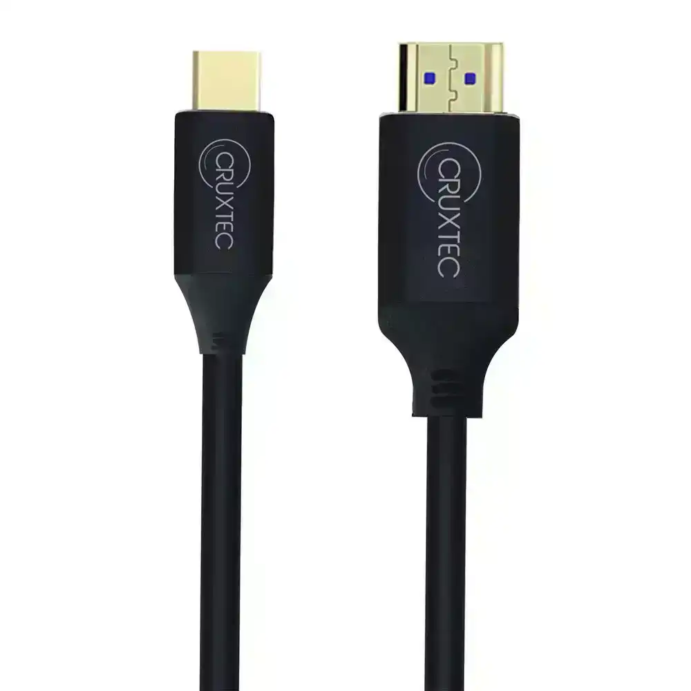 Cruxtec 5.2mm 24K Gold Mini Displayport Male To HDMI Male Cable 2m Black 4K/30Hz
