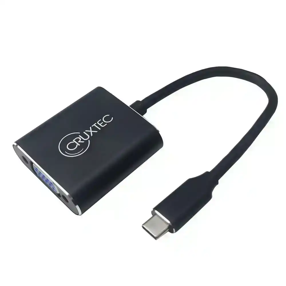 Cruxtec 5mm USB Type-C Male To VGA Female 15cm Cable Adapter Black 1080P/60Hz