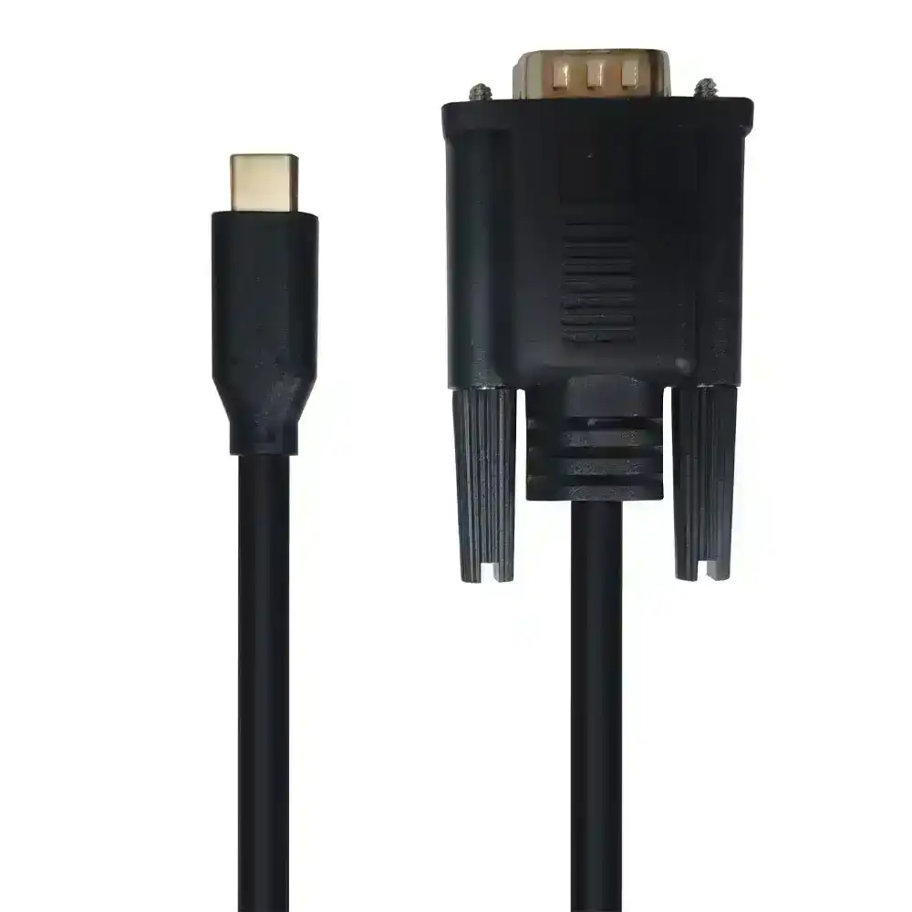 Cruxtec 4.5mm Nickel USB-C Male To VGA Male Cable 2m Black 1080P/60Hz Aluminium