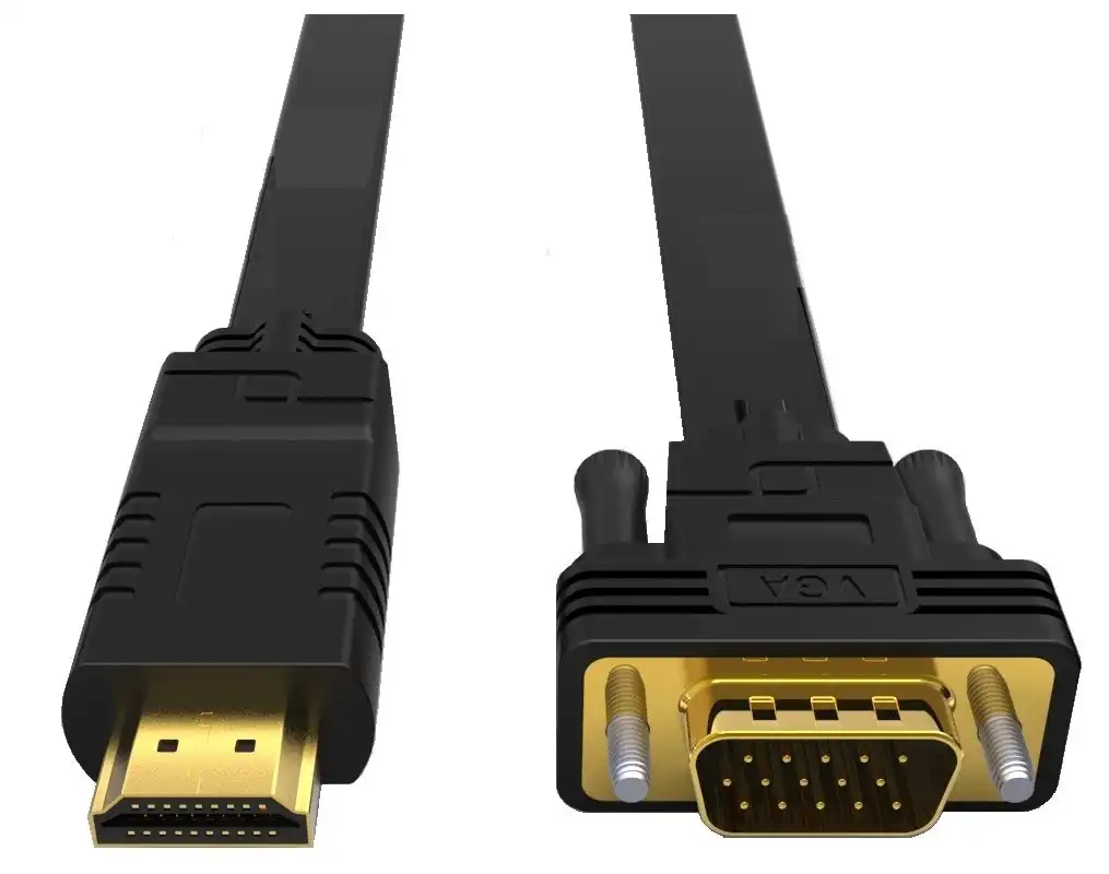 8Ware 2m Cable HDMI to VGA Male Converter/Adapter Cord For PC/Computer Black