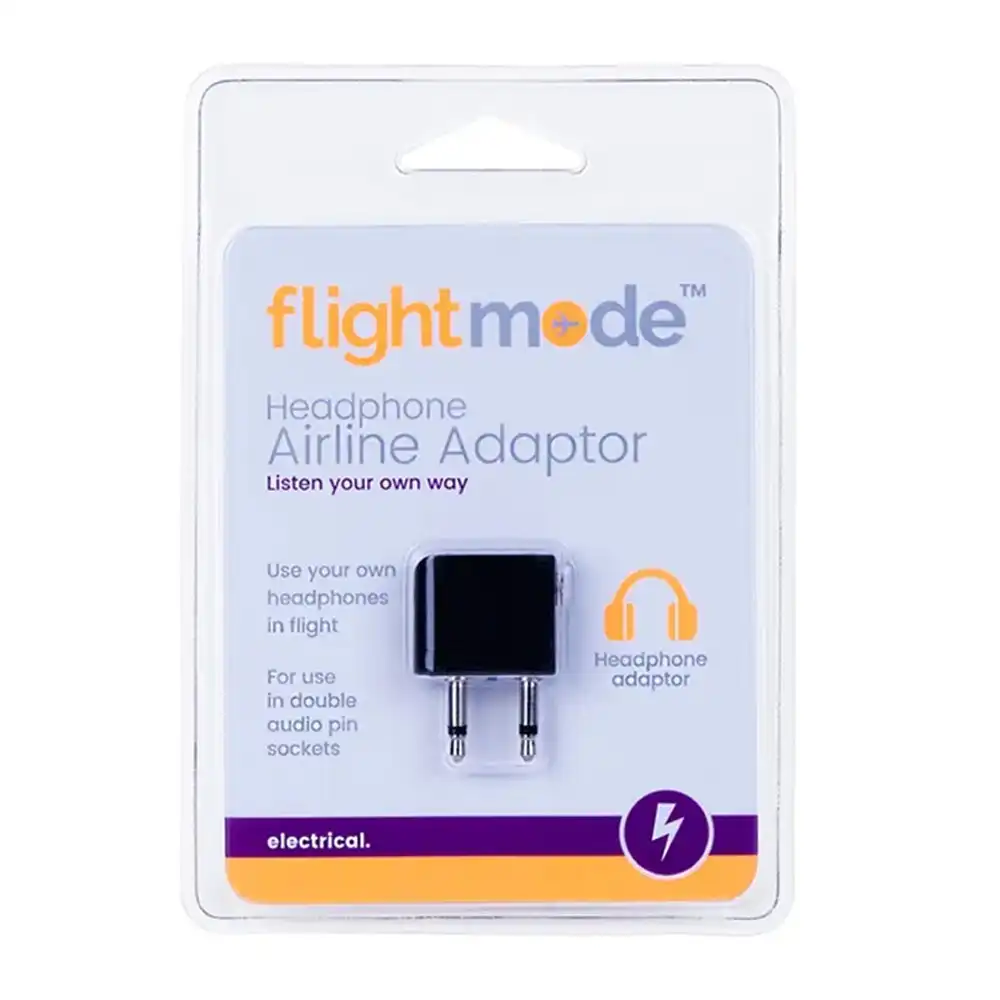 Flightmode Airplane Stereo Socket Audio Adapter For 3.5mm Headphone/Headset BLK