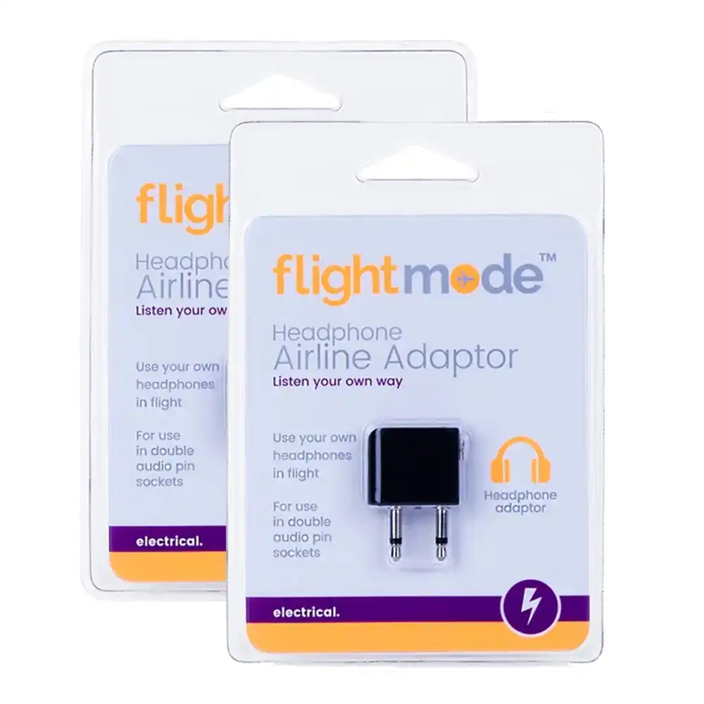 2x Flightmode Airplane Stereo Socket Audio Adapter For 3.5mm Headphone/Headset B