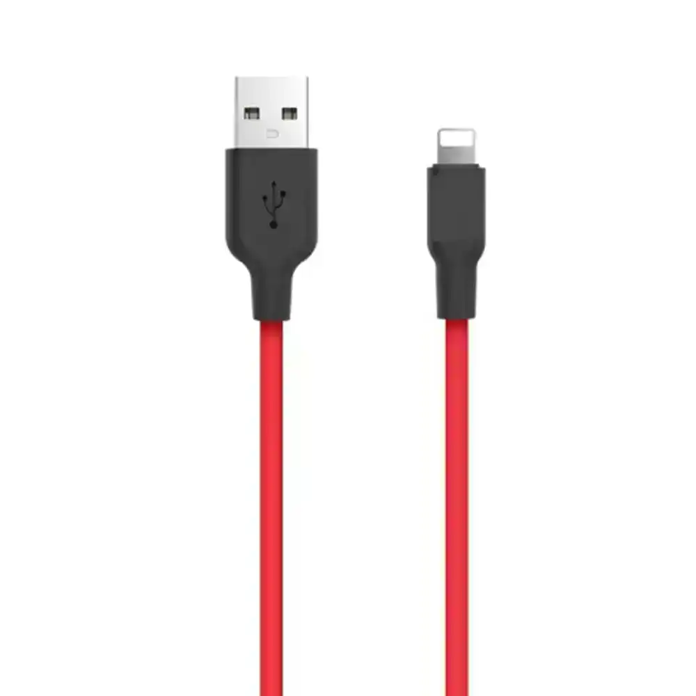Philex 1m Silicone 2A Charge/Sync Lightning Cable to USB for Apple iPhone Red