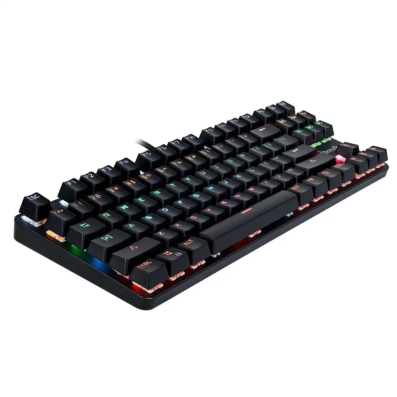 Bonelk Compact Gaming Mechanical Wired RGB Keyboard Rainbow LED Backlit Black