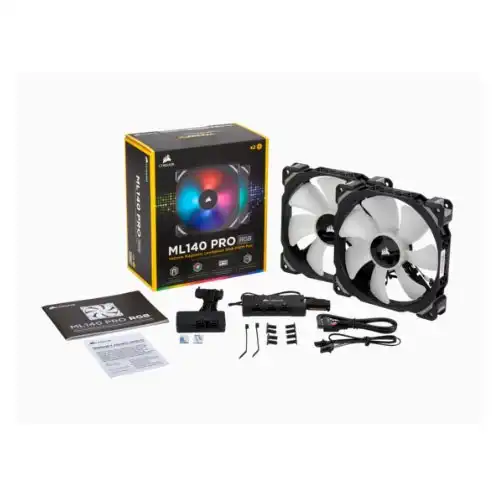 2PK Corsair ML140 PRO RGB 140mm Magnetic Levitation Cooling Fan f/Gaming PC Case
