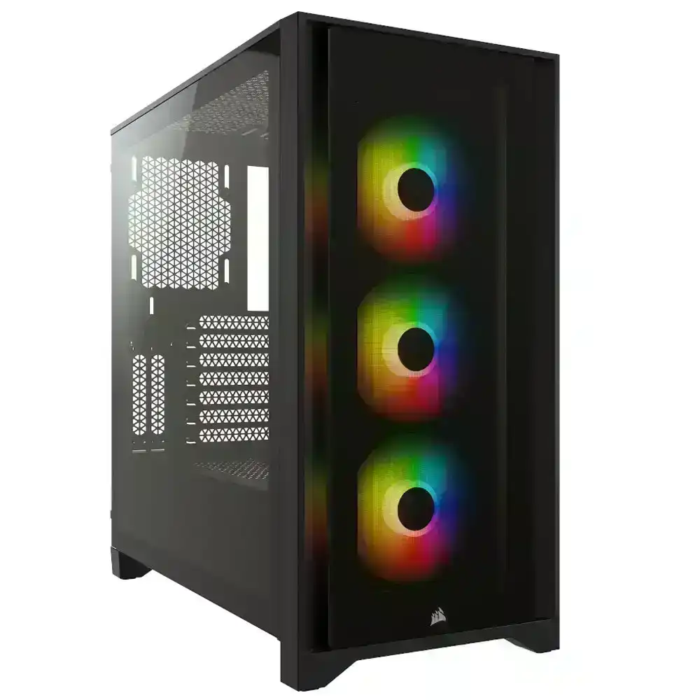 Corsair iCUE 4000X RGB Tempered Glass Mid-Tower E-ATX/ATX Case for Gaming PC BLK