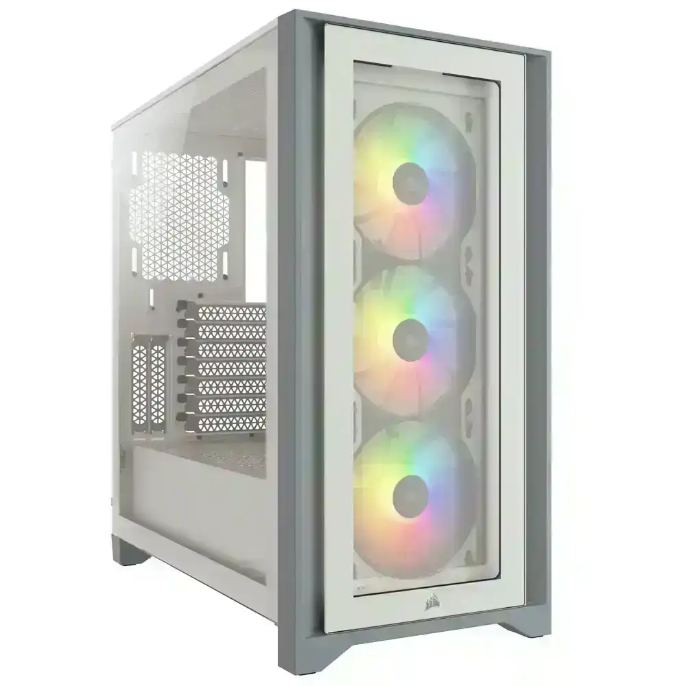 Corsair iCUE 4000X RGB Tempered Glass Mid-Tower E-ATX/ATX Case for Gaming PC WHT