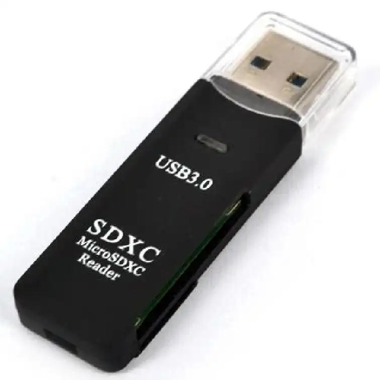 Astrotek Male USB 3.0 High Speed Memory Card Reader For SD and Micro SD Black