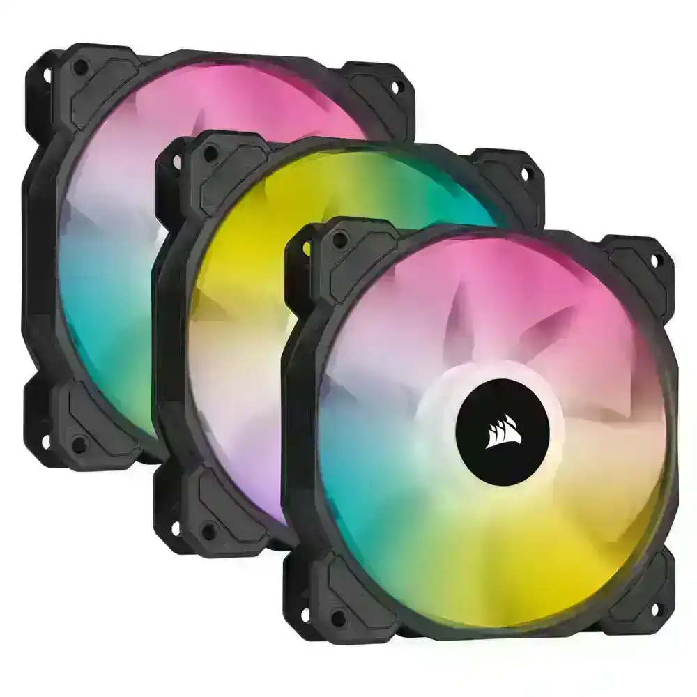 3PK Corsair SP120 RGB LED ELITE 120mm PWM Cooling Fan for Gaming PC Case Black