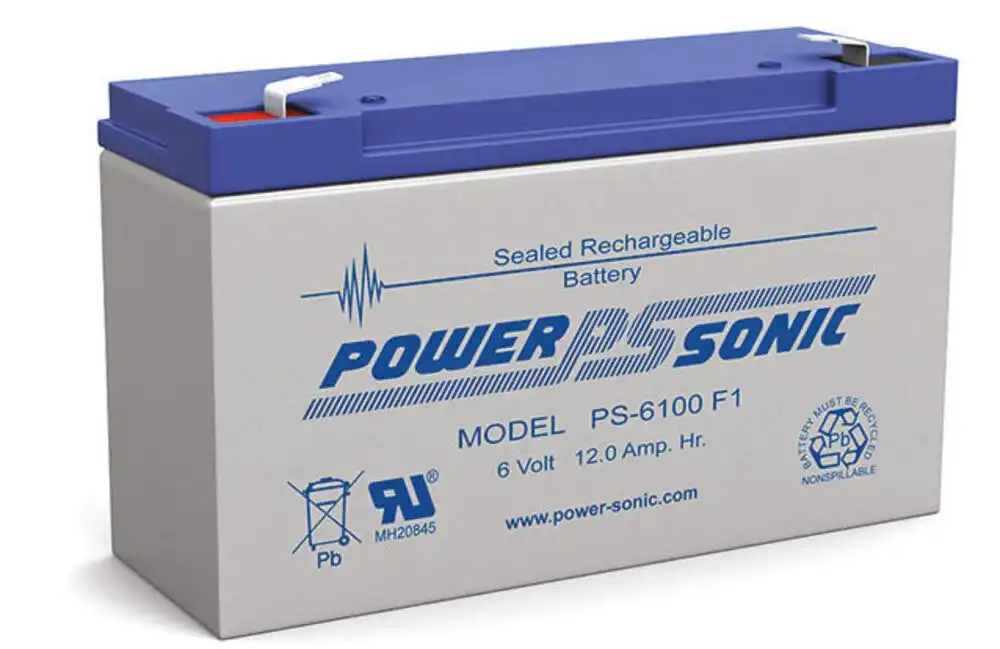 Power Sonic PS6100 6V 12Ah SLA Rechargeable Battery F1 Terminal Sealed Lead Acid