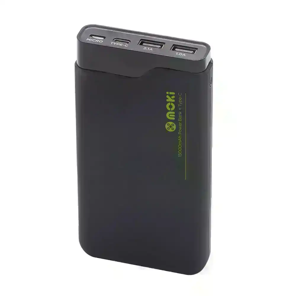 Moki 15000mAh USB-C/USB-A Power Bank External Battery Portable Charger for Phone