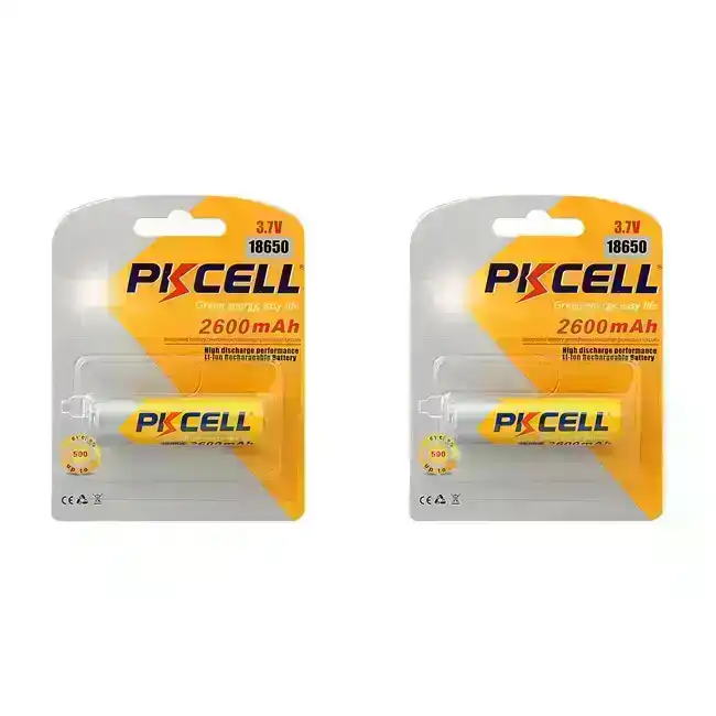 2pc Pkcell 18650 3.7V 2600mAH Lithium High Drain Rechargeable Reusable Battery
