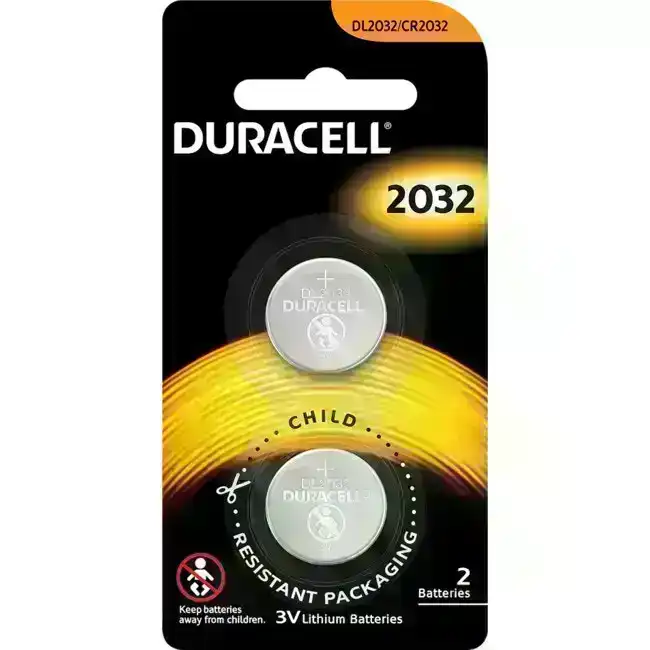 2pc Duracell 220MAH 3V DL2032/CR2032 Lithium Battery Button Cell/Coin for Watch