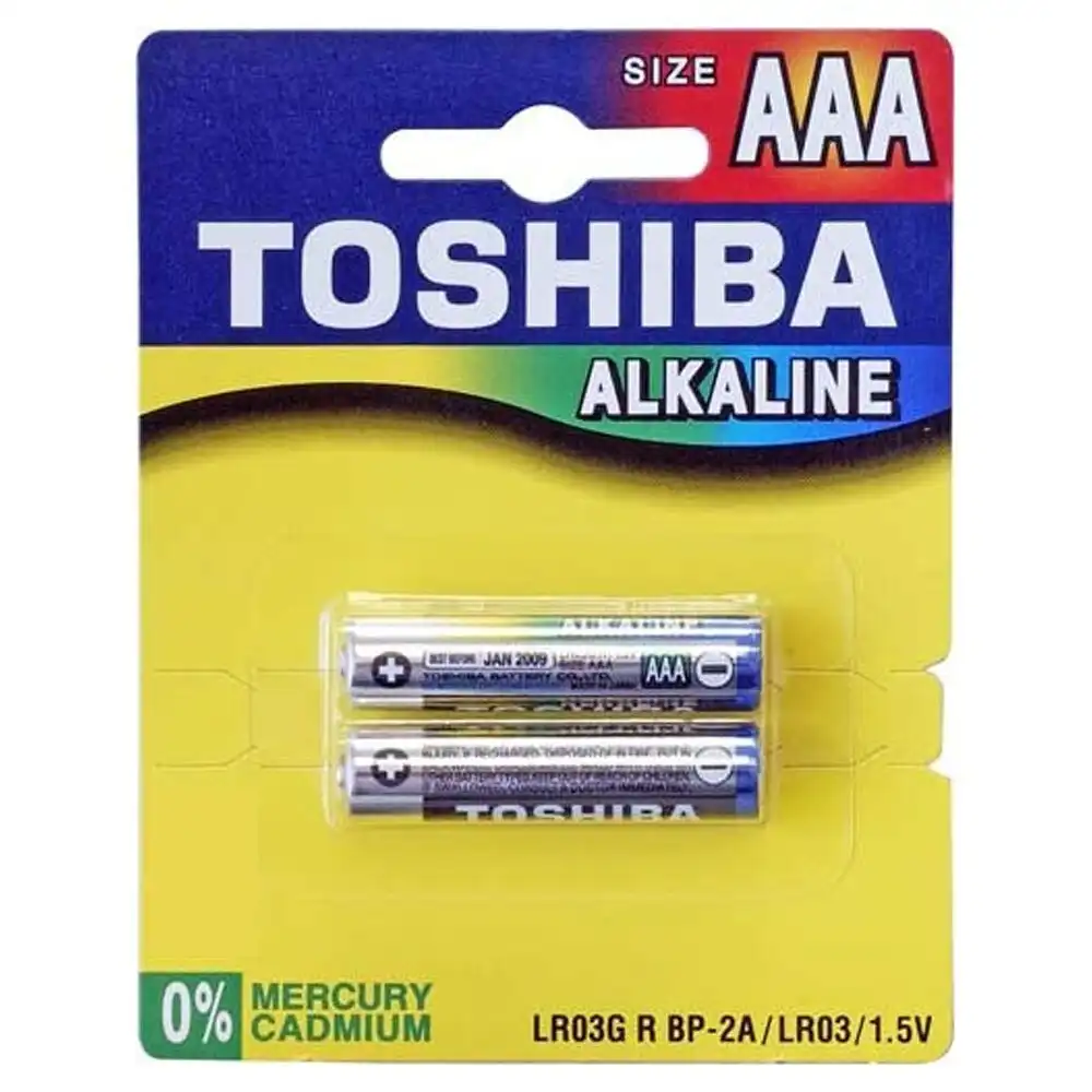 2pc Toshiba AAA Alkaline Battery 1.5V Multi Purpose for Clocks/Toys/Flashlights